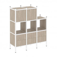 Loft Прямой стеллаж VR.L-15 Дуб Аттик/Металл Белый 1278*446*1458