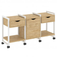 Loft Тумба на колесных опорах VR.L-TN-6.K Тиквуд Светлый/Металл Белый 1440*460*767