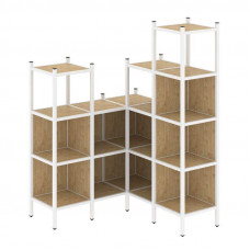 Loft Угловой внутренний стеллаж VR.L-39 Тиквуд Светлый/Металл Белый 1278*1278*1869