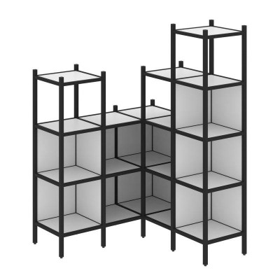 Loft Угловой внутренний стеллаж VR.L-39 Белый Бриллиант/Металл Черный 1278*1278*1869