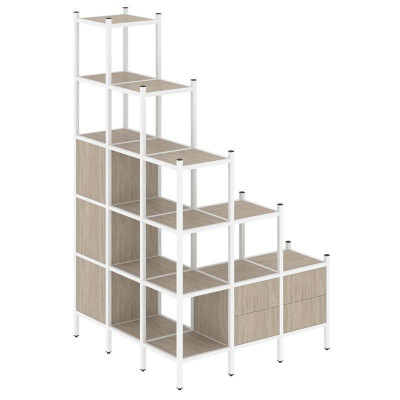 Loft Угловой внешний стеллаж наборный VR.L-59 Дуб Аттик/Металл Белый 1278*1278*2280