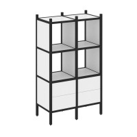 Loft Прямой стеллаж VR.L-03 Белый Бриллиант/Металл Черный 862*446*1458