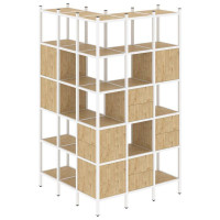 Loft Угловой внешний стеллаж наборный VR.L-53 Тиквуд Светлый/Металл Белый 1278*1278*2280