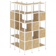 Loft Угловой внешний стеллаж наборный VR.L-53 Тиквуд Светлый/Металл Белый 1278*1278*2280