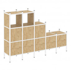 Loft Прямой стеллаж VR.L-19 Тиквуд Светлый/Металл Белый 2110*446*1458