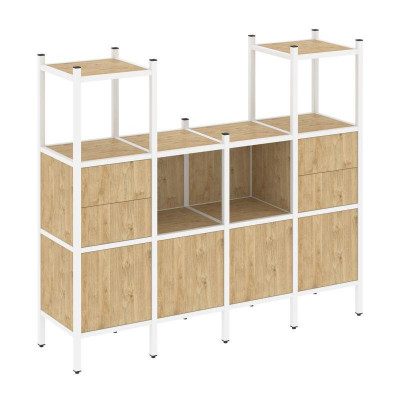 Loft Прямой стеллаж VR.L-14 Тиквуд Светлый/Металл Белый 1694*446*1458