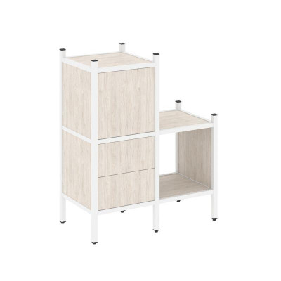 Loft Прямой стеллаж VR.L-11 Денвер Светлый/Металл Белый 862*446*1047