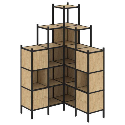 Loft Угловой внутренний стеллаж VR.L-45 Тиквуд Светлый/Металл Черный 1278*1278*2280