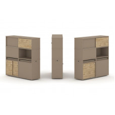 Estetica Набор №32. Тумба двойная+высокая надставка ES.NB.2V-32 Латте/Тиквуд Светлый 1500*410*1520