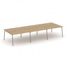 Estetica Рабочая станция 6 мест ES.D.RS-6.3-VK Тиквуд Светлый/Металл Латте 4140*1500*750