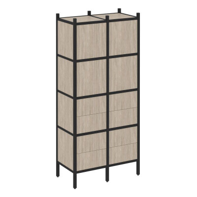 Loft Прямой стеллаж VR.L-04 Дуб Аттик/Металл Черный 862*446*1869