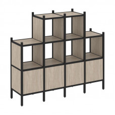 Loft Прямой стеллаж VR.L-16 Дуб Аттик/Металл Черный 1694*446*1458