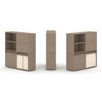 Estetica Набор №21. Тумба двойная+высокая надставка ES.NB.2V-21 Латте/Сатин 1500*410*1520