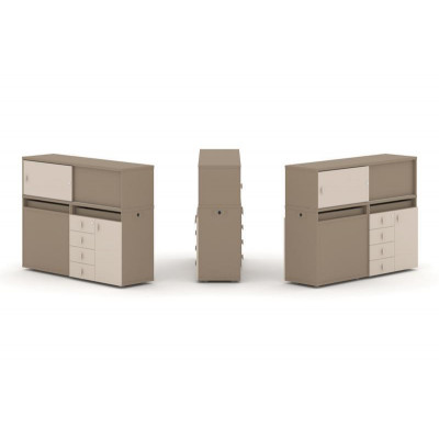 Estetica Набор №18. Тумба двойная+низкая надставка ES.NB.2N-18 Латте/Капучино 1500*410*1135