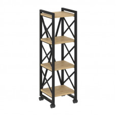 Loft Стеллаж на колесных опорах-4 полки VR.L-MST.K-4.4 Тиквуд Светлый/Металл Черный 400*400*1334