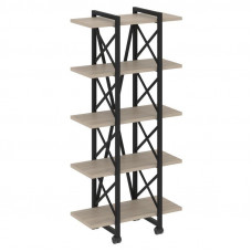 Loft Стеллаж на колесных опорах-5 полок VR.L-MST.K-5.4V Дуб Аттик/Металл Черный 800*400*1704