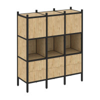 Loft Прямой стеллаж VR.L-08 Тиквуд Светлый/Металл Черный 1278*446*1458