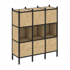 Loft Прямой стеллаж VR.L-08 Тиквуд Светлый/Металл Черный 1278*446*1458