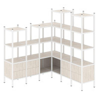 Loft Угловой внутренний стеллаж VR.L-41 Денвер Светлый/Металл Белый 1694*1694*1869