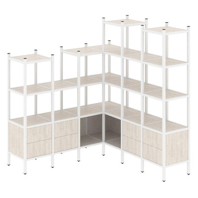 Loft Угловой внутренний стеллаж VR.L-41 Денвер Светлый/Металл Белый 1694*1694*1869