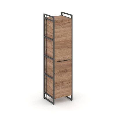 Rift Шкаф 4 ниши узкий RF.SU-41 (R) Дуб Табак/Металл Антрацит/Черный Ручки 420*396*1648