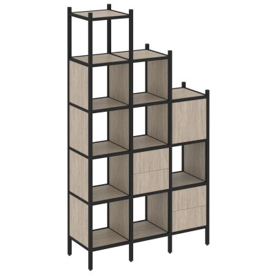 Loft Прямой стеллаж VR.L-21 Дуб Аттик/Металл Черный 1278*446*2280