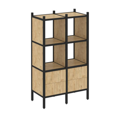 Loft Прямой стеллаж VR.L-03 Тиквуд Светлый/Металл Черный 862*446*1458