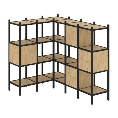 Loft Угловой внутренний стеллаж VR.L-30 Тиквуд Светлый/Металл Черный 1278*1694*1458
