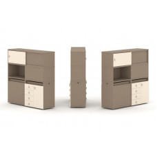 Estetica Набор №31. Тумба двойная+высокая надставка ES.NB.2V-31 Латте/Сатин 1500*410*1520