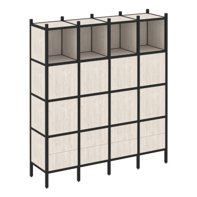 Loft Прямой стеллаж VR.L-09 Денвер Светлый/Металл Черный 1694*446*1869