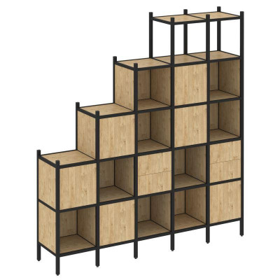 Loft Прямой стеллаж VR.L-25 Тиквуд Светлый/Металл Черный 2110*446*2280