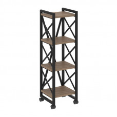 Loft Стеллаж на колесных опорах-4 полки VR.L-MST.K-4.4 Дуб Аризона/Металл Черный 400*400*1334