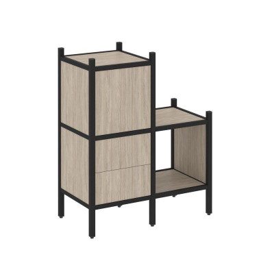 Loft Прямой стеллаж VR.L-11 Дуб Аттик/Металл Черный 862*446*1047