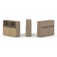 Estetica Набор №3. Тумба двойная+низкая надставка ES.NB.2N-3 Латте/Тиквуд Светлый 1500*410*1135