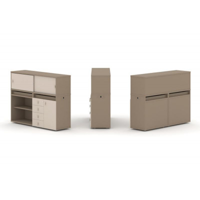 Estetica Набор №8. Тумба двойная+низкая надставка ES.NB.2N-8 Латте/Капучино 1500*410*1135