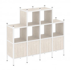 Loft Прямой стеллаж VR.L-16 Денвер Светлый/Металл Белый 1694*446*1458