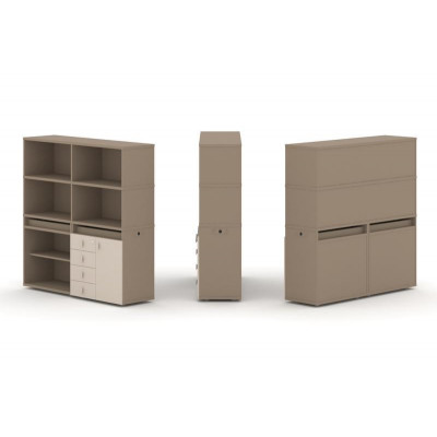 Estetica Набор №10. Тумба двойная+высокая надставка ES.NB.2V-10 Латте/Капучино 1500*410*1520