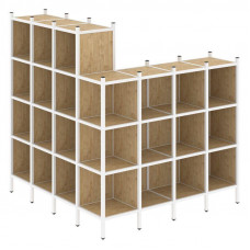 Loft Угловой внешний стеллаж наборный VR.L-60 Тиквуд Светлый/Металл Белый 1694*1694*1869