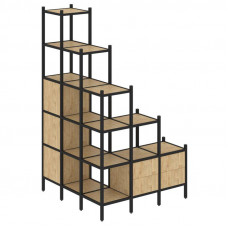 Loft Угловой внешний стеллаж наборный VR.L-59 Тиквуд Светлый/Металл Черный 1278*1278*2280