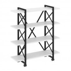 Loft Стеллаж на колесных опорах-4 полки VR.L-MST.K-4.8V Белый Бриллиант/Металл Черный 1200*400*1334