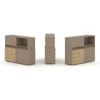 Estetica Набор №15. Тумба двойная+низкая надставка ES.NB.2N-15 Латте/Тиквуд Светлый 1500*410*1135