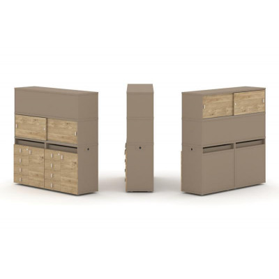 Estetica Набор №6. Тумба двойная+высокая надставка ES.NB.2V-6 Латте/Тиквуд Светлый 1500*410*1520