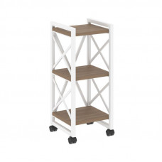 Loft Стеллаж на колесных опорах-3 полки VR.L-MST.K-3.4 Дуб Аризона/Металл Белый 400*400*968