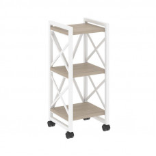 Loft Стеллаж на колесных опорах-3 полки VR.L-MST.K-3.4 Дуб Аттик/Металл Белый 400*400*968