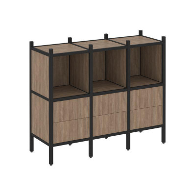 Loft Прямой стеллаж VR.L-07 Дуб Аризона/Металл Черный 1278*446*1047