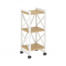 Loft Стеллаж на колесных опорах-3 полки VR.L-MST.K-3.4 Тиквуд Светлый/Металл Белый 400*400*968