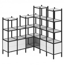 Loft Угловой внутренний стеллаж VR.L-41 Белый Бриллиант/Металл Черный 1694*1694*1869