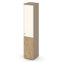 Estetica Шкаф высокий узкий правый ES.SU-1.2R (R) I Латте/Тиквуд Светлый/Лакобель ivory 400*420*1977