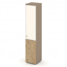 Estetica Шкаф высокий узкий правый ES.SU-1.2R (R) I Латте/Тиквуд Светлый/Лакобель ivory 400*420*1977