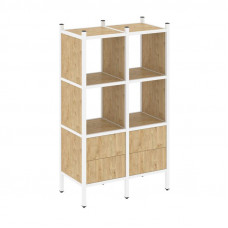 Loft Прямой стеллаж VR.L-03 Тиквуд Светлый/Металл Белый 862*446*1458